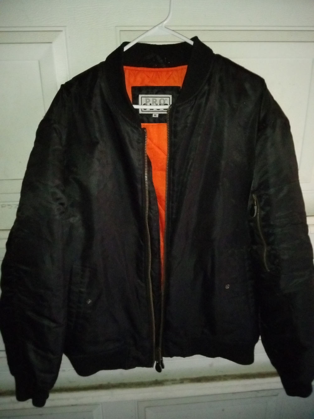 Men's Black Bomber Jacket with Orange Lining